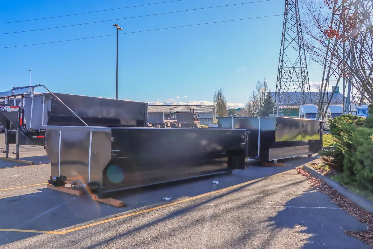 Roll-off dumpster ready for waste disposal at job site for Construction Dumpster Rental in Camp Springs